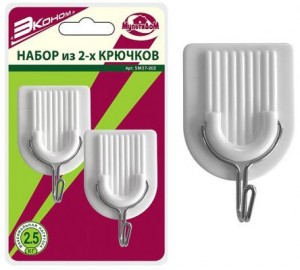 Крючки самоклеющиеся "Эконом" круг. 2шт/уп, цена за уп, пластик/металл BL микс SM27-202 Мультидом