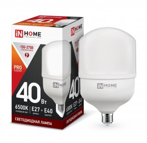 ASD/InHome высокомощн. E27 40W (3600lm) 6500К 6K 230V с адаптером E40 181x100 HP-PRO 1101