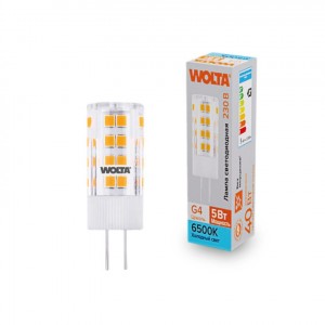 WOLTA лампа св/д JC G4 220V капсульная 5W(460lm) 6500K 6K керамика WSTD-JC-220V5W6KG4-C
