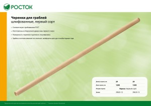 Черенок РОСТОК д/грабель, 1 сорт, шлифованный, 1,2м zu39635-12