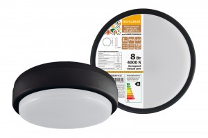 TDM светильник св/д LED ДПП 2902 8W 700lm 4000К IP65 чёрный круг 160*48 мм Народный SQ0366-0132