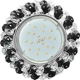 Ecola GX53 H4 св-к Стекло Круг с хрусталиками прозрачный и черный хром 56x120 FB53RYECB