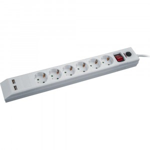 Navigator сет. удл.-фильтр ПВС 3х1 6 роз.+2USB 1.8 м 10А NSP-USB-06-180-ESC-3x1 71864