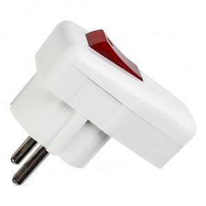 Smartbuy вилка 16А 250В с кнопкой (с выключателем) АБС-пластик, угловая, белая, земля SBE-16-P12-w