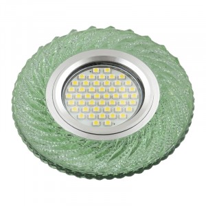 Fametto DLS-L137 GU5.3 св-к встр, Luciole стекло 95x20(10) светло-зеленый/зерк., подсветка LED3W