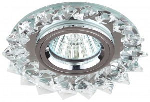 _СНЯТО ЭРА DK44 SL/WH/CH св-к встр. 50W MR16 12V острые кристаллы зеркальный/прозрачный/хром