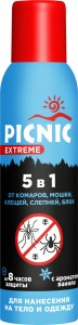 Picnic Extreme Аэрозоль 5в1, 150мл. От клещей, комаров, мошки, слепней, блох (на кожу) 28% Дэта