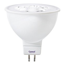 General MR16 GU10 7W(470lm) 4500К 4K 50x51 диффузор линза 30гр пластик/алюм 661593
