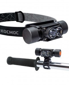 Космос фонарь налобный велос. KOS501Lit (лит.акк.3,7V1,2Ah 18650) 2св/д 10W,500lm,280м,з/у USB,IP55