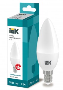 IEK свеча C35 E14 5W(450lm) 4000K 4K 100x35 матов. ECO LLE-C35-5-230-40-E14