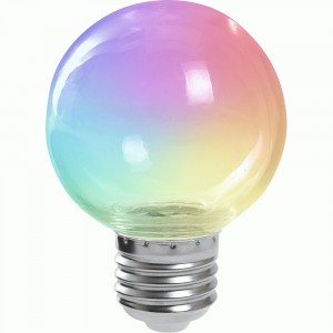 Feron шар G60 E27 3W RGB прозр. быстрая смена цвета д/гирлянды "Белт Лайт" 84x60 LB-371 38130