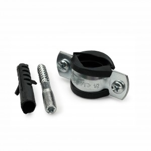 РосТурПласт Хомут металлический (М8) 1 1/4" (40-45), (комплект шпилька-шуруп,дупель), 29194