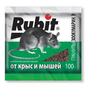 От грызунов приманка гранулы 100гр. (аромат сыра) Зоокумарин+, пакет Rubit А-5030
