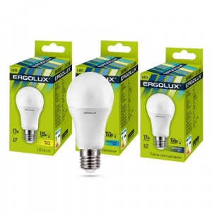 Ergolux ЛОН A60 E27 17W(1540lm 270°) 4500K 4K матовая 120x60 пластик/алюм. LED-A60-17W-E27-4K