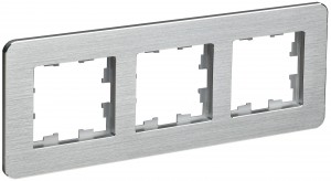 IEK BRITE Рамка 3 мест. РУ-3-1-Бр металл алюминий RE AL BR-M32-M-21-K47