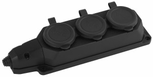 ЭРА колодка ОУ тройная 3 гн. с загл. каучук 16A 220-240V IP44 черная K-3e-B-IP44 4868 (Турция)