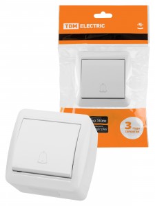 TDM Селигер выкл. ОУ 1 кл. кнопка звонка IP44 6А белая SQ1818-0016