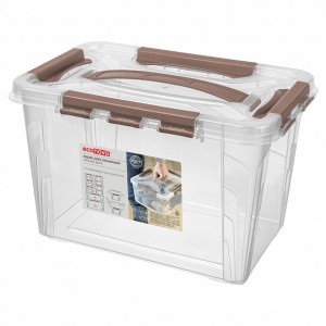 Ящик д/хранения GRAND BOX 6,65л (29*19*18см), защелки+ручка, коричневый 433200214 Econova/Бытпласт