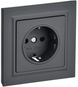 IEK BRITE роз. СУ 1 мест. 16А графит (земля,шторки)  РСР14-1-0-БрГ BR-R14-16-K53-F