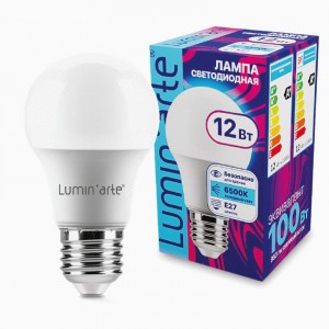 Lumin'arte лампа св/д ЛОН А60 12W E27 (960lm) 6500K 6K 108x60 LSTD-A60-12W6KE27
