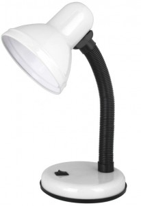 Ultraflash UF-301P C01 св-к настольный E27 60W металл/пластик белый, пакет