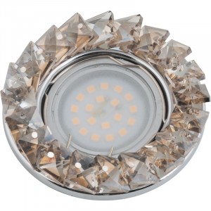 Fametto DLS-P116-2001 MR16 GU5.3 св-к встр. Peonia Круг Металл хром 85(55)x45 Стекло Коричнеый
