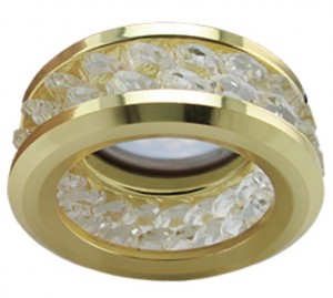 Ecola DL1656 MR16 GU5.3 св-к  с хрусталиками 2 ряда Прозрачный Золото 54x85 FG1656EFF