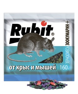 От грызунов приманка зерно 160гр. ассорти Зоокумарин+, пакет Rubit А-5043