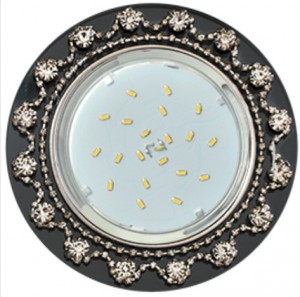 Ecola GX53 H4 5360 св-к Круг прозрачные стразы Корона Черный/Хром 52x120 FB53RNECB