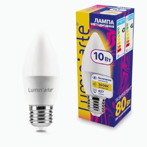 Lumin'arte лампа св/д ЛОН C37 10W E27 (800lm) 3000К 2К 98x37 LSTD-C37-10W3KE27