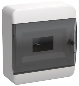 IEK TEKFOR бокс (корпус) пластик. ЩРН-П- 8 мод. навесной, прозр. черная дверь IP41