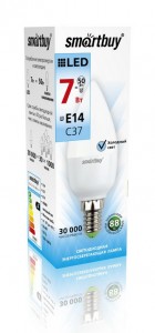 Smartbuy свеча C37 E14 7W(550lm) 4000K 4K матовая пластик SBL-C37-07-40K-E14