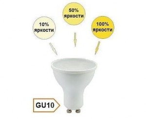 Ecola GU10 св/д 3 ступени димм. 10W 4200K 4K (шаг 100%/50%/10%) 48x50 матов. Premium G1FV10ELC