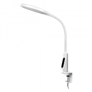 Camelion KD-837 C01 св-к св/д настольный 7W(450lm) 3-6K сенсор/рег.ярк, струбцина, USB-разъем, белый