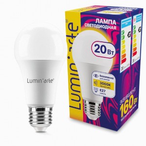 Lumin'arte лампа св/д ЛОН A60 20W E27 (1600lm) 3000К 2К 120x60 LSTD-A60-20W3KE27