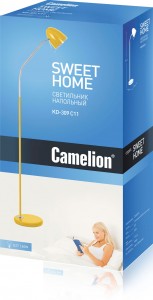 Camelion KD-309 C11 св-к напольный, торшер 40W E27 1350x500x220 металл оранжевый