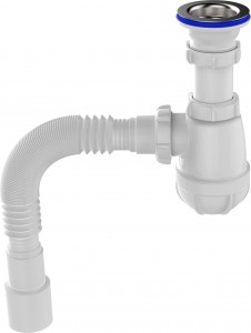 Aquant Сифон для кухни 1 1/2"х40 с метал.решеткой, гибкая труба 40х40/50, B0115-17-MR