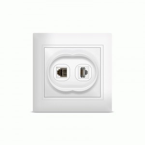 UNIVersal Севиль роз. комп.+телеф. СУ 1 мест. бел. (керам. осн., RJ45+RJ11) новый дизайн С0052