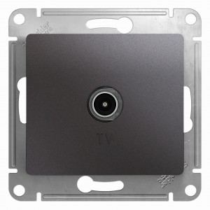 Schneider GLOSSA мех. роз. TV-FM СУ 1 мест. графит (пл.осн., RG6, 2,1А) GSL001393 (5!)
