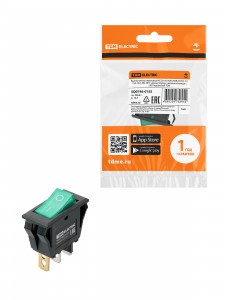 TDM выключатель клавишный KCD3-101N/B зеленый 250В, 1P, 15А, (3с), ON-OFF, LED SQ0746-0155