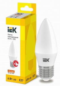 IEK свеча C37 E27 6W(540lm) 3000К 2K 108х37 матов. ALFA LLA-C35-6-230-30-E27