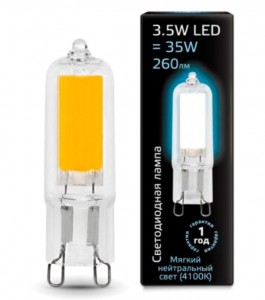 Gauss G9 220V 3.5W(260lm) 4100 4K 60x20 стекло 107809203