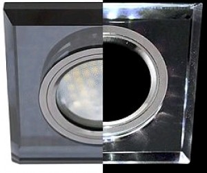Ecola LD1651 MR16 GU5.3 св-к Стекло Квадрат подсветка 4K Черн./Черн. хром 25x90х90 SB1651EFF