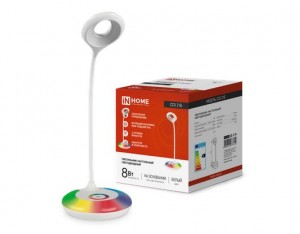 ASD/inHome св-к настольный св/д ССО-21Б 8W(640lm) 6500K RGB-ночник, сенсор/диммер, белый 7615