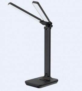 Ultraflash UF-819 С02 св-к св/д настольный 12W 6500K 6K 2плафона сенсор 3 ур.ярк.,"под кожу" черный