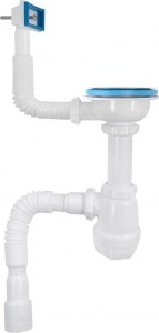 Aquant Сифон для кухни 3 1/2"х40 с пластиковой решеткой,прямоуг.перелив,гиб.тр.40х40/50,PB0148-13-MR