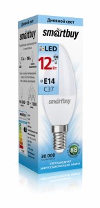Smartbuy свеча C37 Е14 12W(960lm) 4000К 4К 37х115 матовая пластик SBL-C37-12-40K-E14