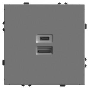 Stekker ЭМИЛИ мех. роз. СУ 2 мест. USB + Type C 20W, платиново-серый, soft touch RST10-5115-10 49957