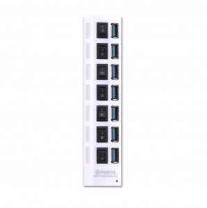 USB 3.0 хаб с выключателями, 7 портов, СуперЭконом, белый, SBHA-7307-W