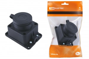 TDM розетка настенная с заглушкой каучук 2Р+РЕ 16А 220В IP44 (12!) SQ0612-0003